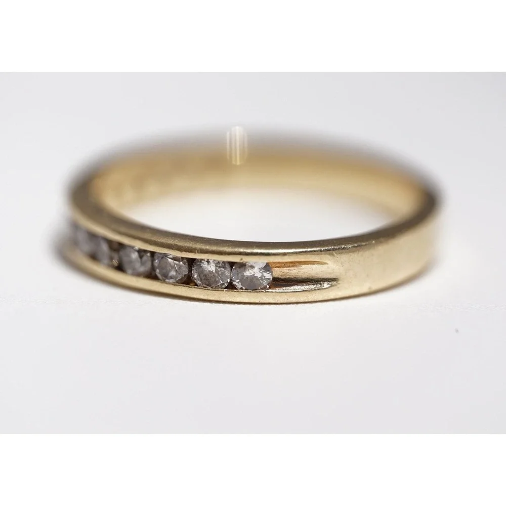 Vintage 14k Solid Gold Natural Channel Set Eternity Band Ring - 2.91g Size 6.75 - Picture 8 of 8